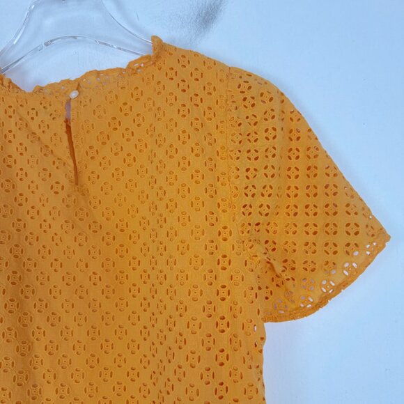 J. Crew Factory Eyelet Puff-Sleeve Top Short Sleeve Orange Size XS EUC - Picture 10 of 12